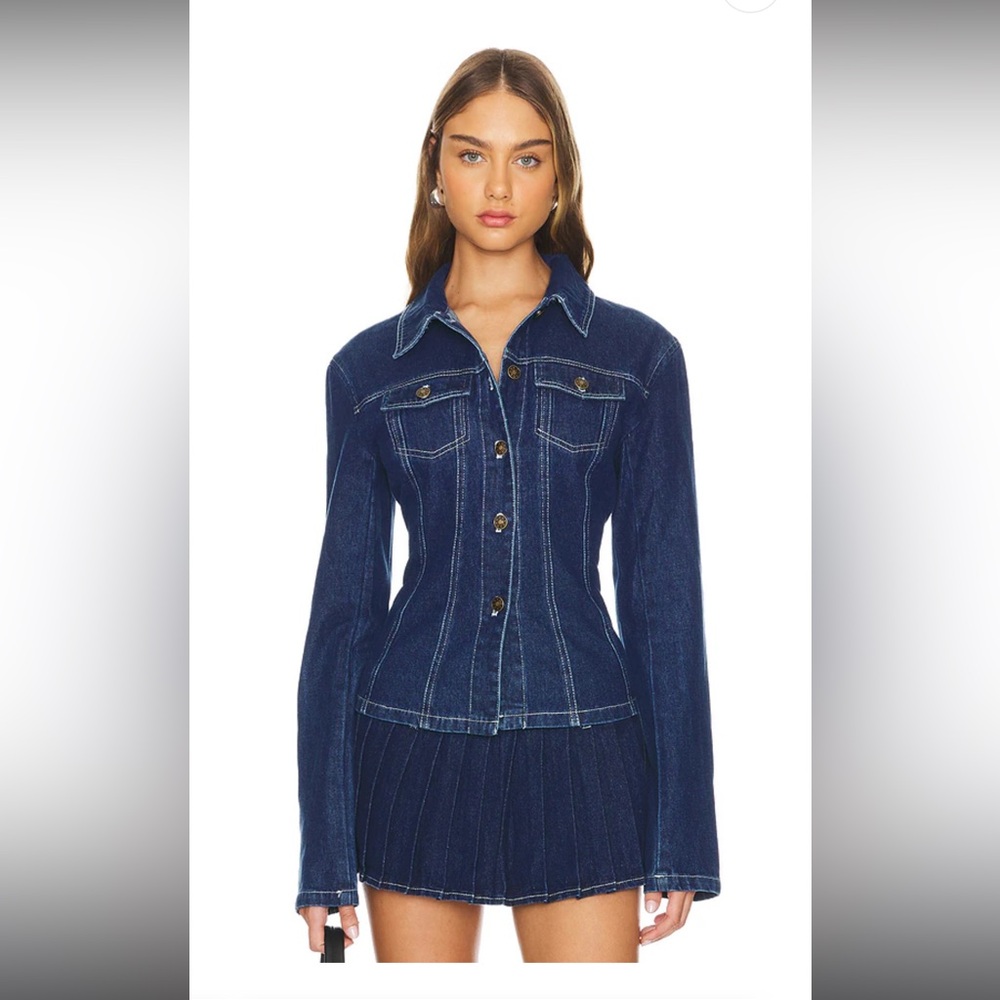 Lioness Rider Denim Jacket in Blue Denim. Size Medium